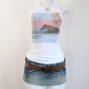 y2k horse sunset angels are real graphic tank polka dot size S